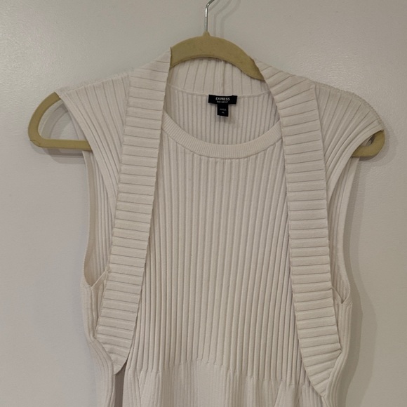 Express Cream Ribbed Tank Top - Picture 4 of 14